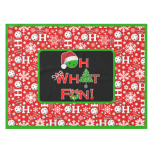 Nappe Oh What Fun Noël Pickleball Snowballs sur Rouge