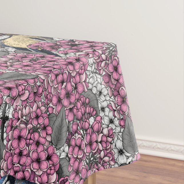 Nappe Oiseaux dans le jardin lilas rose (In Situ)