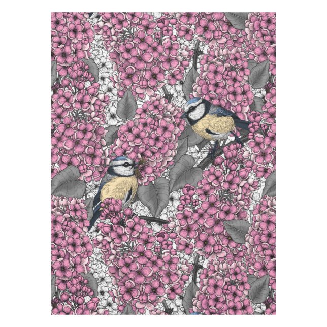 Nappe Oiseaux dans le jardin lilas rose (Devant)