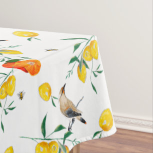 Nappe Oiseaux, été, citrons, abeilles   
