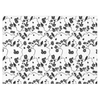 Nappe Oiseaux Motifs noirs et blancs sur les fleurs de c