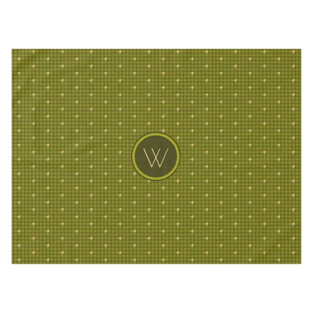 Nappe Olive with Gold Accent Houndstooth Tablecloth (Devant (Horizontal))