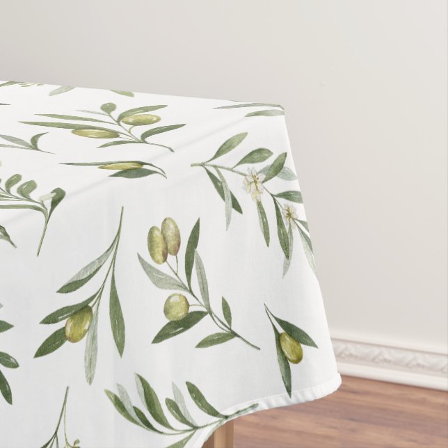 Nappe Olives à l'aquarelle vert sauge (In Situ)