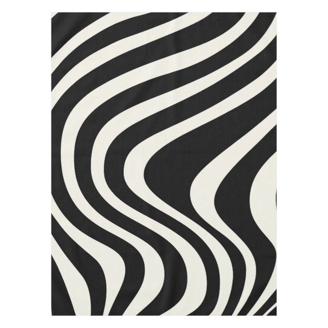 Nappe Ondes de style rétro noir et blanc (Devant)