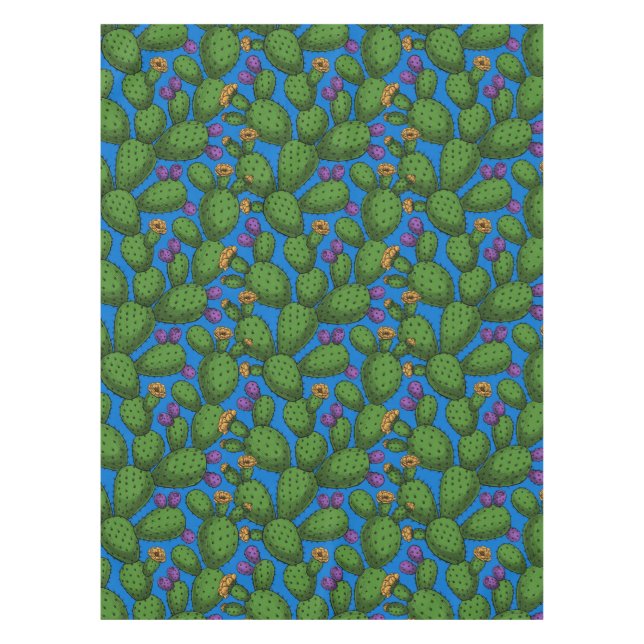 Nappe Opuntie de floraison en bleu (Devant)