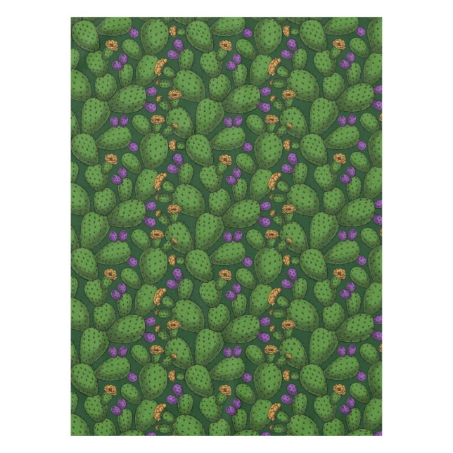 Nappe Opuntie de floraison sur vert foncé (Devant)