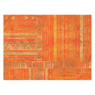 Nappe Or ethnique tribal de motif sur l'orange lumineuse