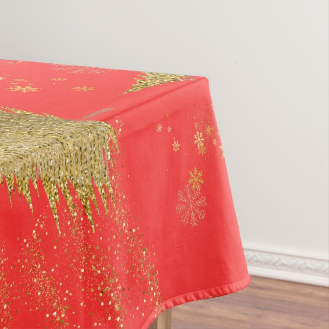 Nappe Or JOYEUX sur Étiquette de NoëlFête de Noël Rouge  (In Situ)