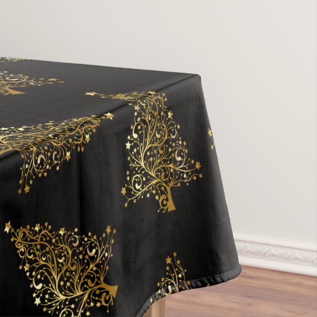 Nappe Or moderne élégant de noir de motif d'arbre de (In Situ)