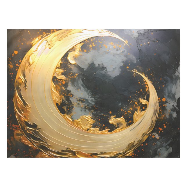 Nappe Or noir Abstrait Tourbillon Moderne Lune (Devant (Horizontal))