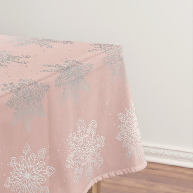 Nappe Or rose de Noël d'argent élégant de flocon de (In Situ)