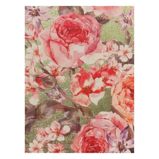 Nappe Or Rose Floral Fleur Raspberry Rose Aquarelle (Devant)