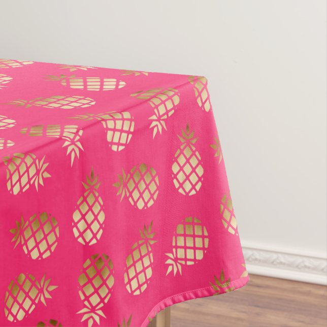 Nappe Or tropical d'été et motif rose d'ananas (In Situ)