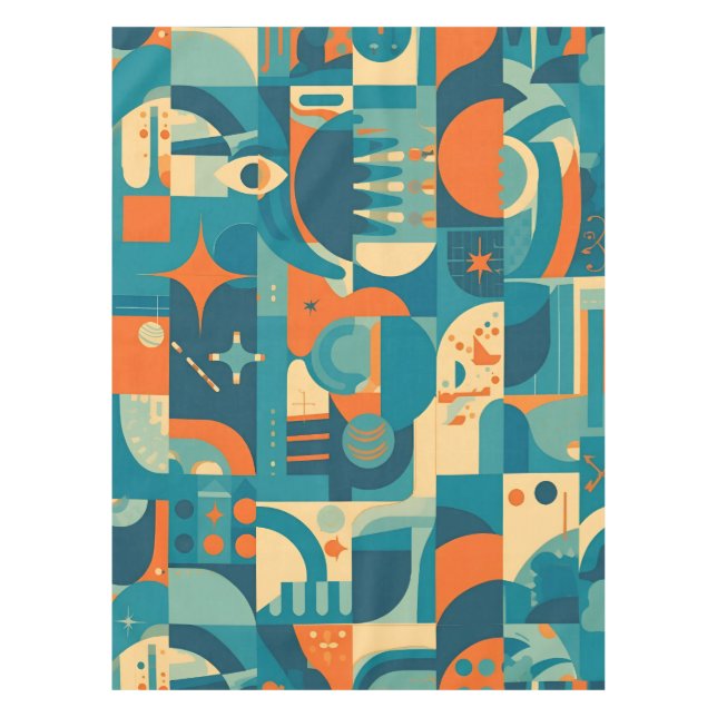 Nappe Orange and Teal Geometric Abstract (Devant)