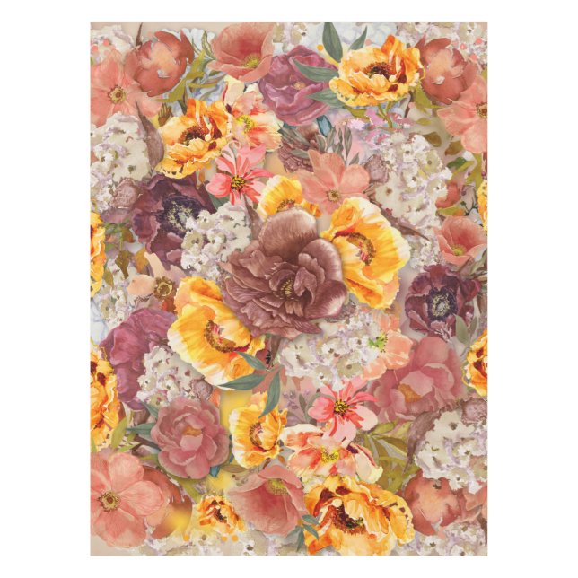 Nappe Orange Bourgogne automne Aquarelle automne Floral (Devant)