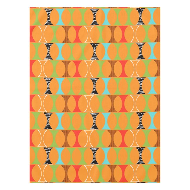 Nappe orange moderne de motif de la moitié du (Devant)