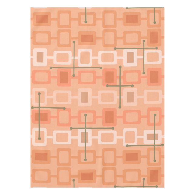 Nappe Orange Motif géométrique rétro des années 1950 (Devant)