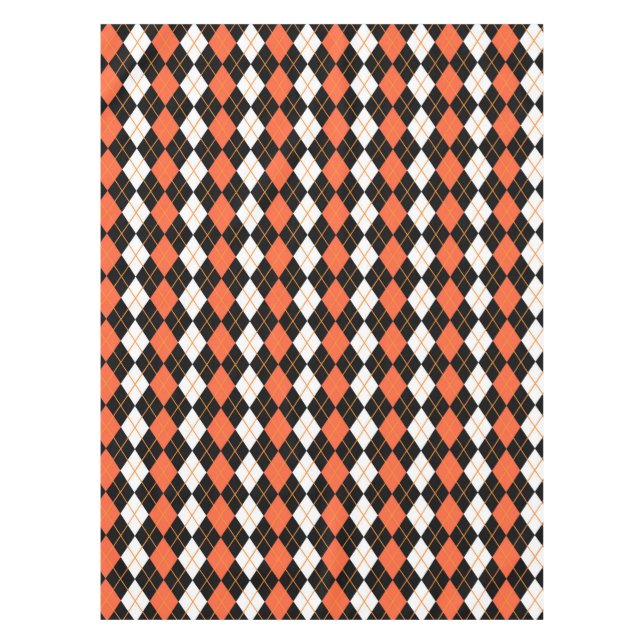 Nappe Orange noir Jacquard blanc Diamant Design (Devant)