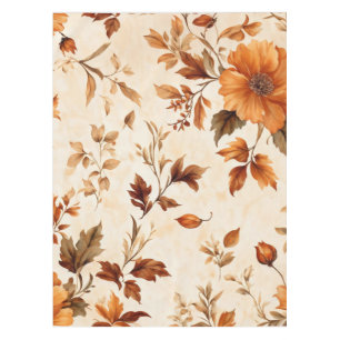 Nappe Orange profonde Vintage Floral Motif d'automne