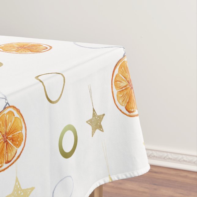 Nappe Oranges aquarelles et étoiles sur le beige (In Situ)