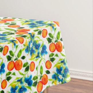 Nappe Oranges et agrumes bleu floral