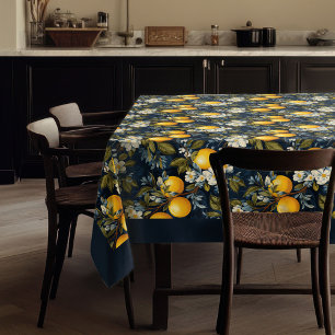 Nappe Oranges méditerranéennes vibrantes fruits bleu mar
