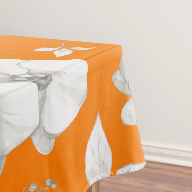 Nappe Orchidée blanche aquarelle sur orange | (In Situ)