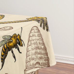 Nappe Organique vintage jaune d'or de ruche d'abeille de