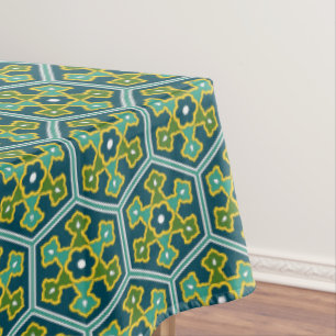 Nappe Oriental bleu jaune vert ottoman turc Hexagon