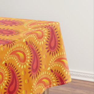 Nappe Oriental Orange Perse Motif Paisley
