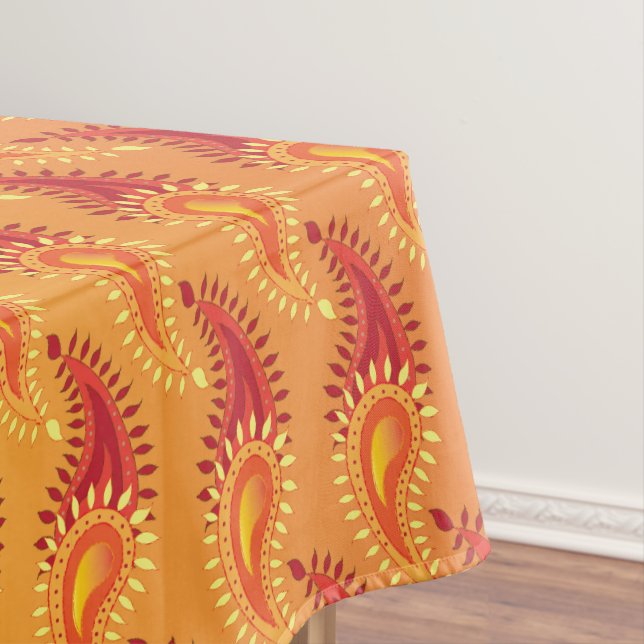 Nappe Oriental Orange Twin flamme Persian Paisley Motif (In Situ)