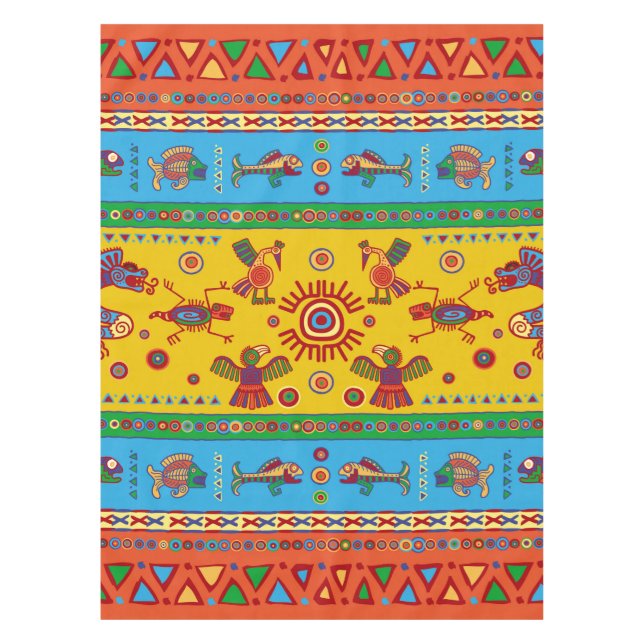 Nappe Ornement coloré d'animaux mexicains aztèques (Devant)