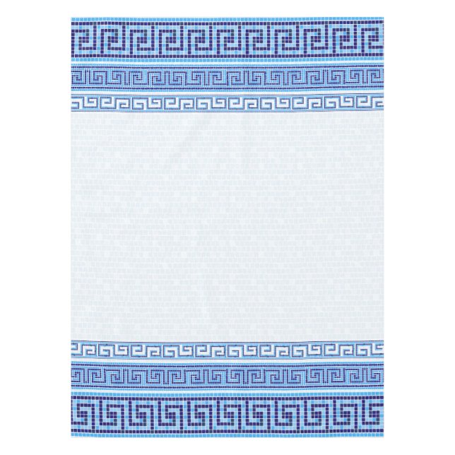 Nappe Ornement en mosaïque grecque - Tons de bleu (Devant)