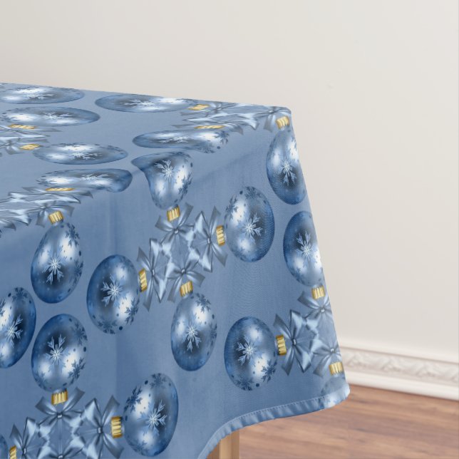 Nappe Ornements de Noël Bleu Élégant Vacances Tableclo (In Situ)