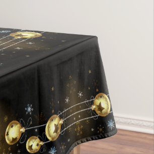 Nappe Ornements dorés de Noël Étoiles brillantes Noir