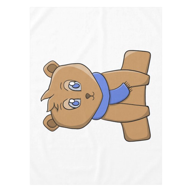 Nappe Ours en peluche portant une écharpe bleue (Devant)