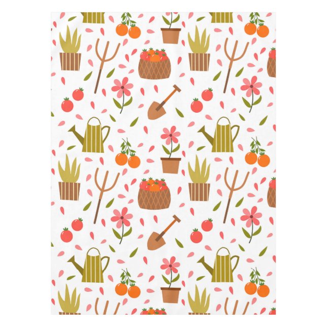 Nappe Outils de jardinage mignon et Plante Motif sans co (Devant)