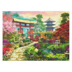 Nappe Pagoda japonaise Sakura de jardin et cascade