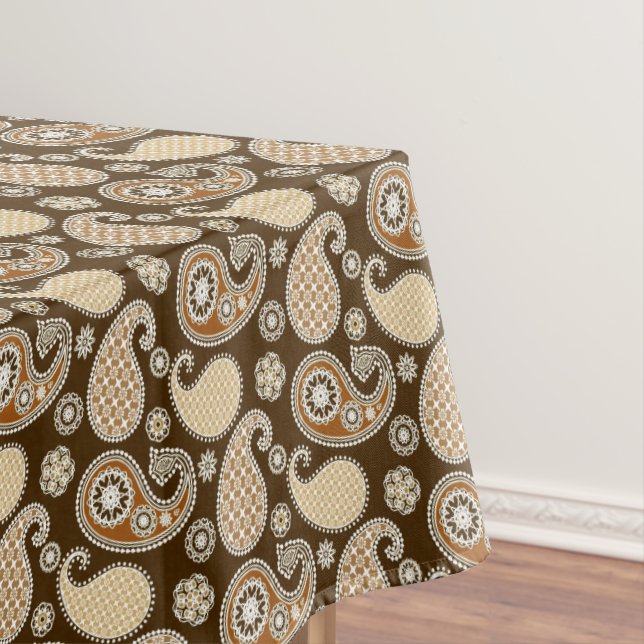 Nappe Paisley motif, Chocolat Brown et Tan (In Situ)