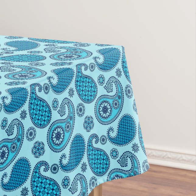 Nappe Paisley motif, ciel et bleu cobalt (In Situ)