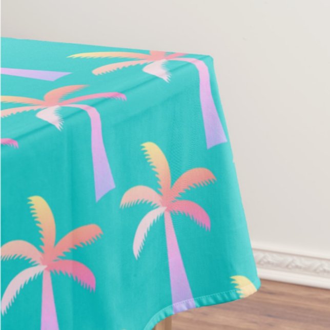 Nappe Palm Springs Bleu Caraïbes Palmier Tropical (Colorful palm tree tablecloth)