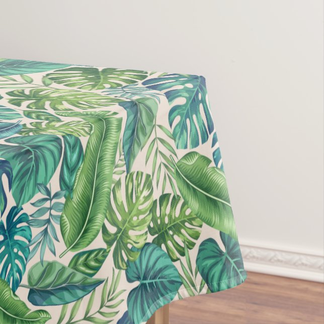 Nappe Palm vert et Turquoise Tropical Banana Monstera Fe (In Situ)