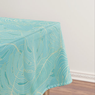 Nappe Palme tropicale bleu clair motif feuille