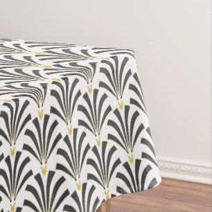 Nappe Palmettos gris et blancs d'art déco des années