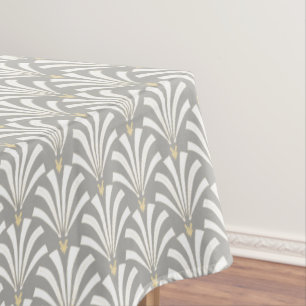 Nappe Palmettos gris et blancs d'art déco des années