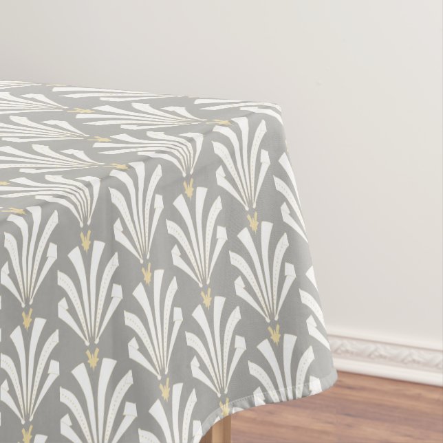 Nappe Palmettos gris et blancs d'art déco des années (In Situ)