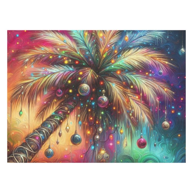 Nappe Palmier de Noël Whimsical Tropical Beach Vivid (Devant (Horizontal))
