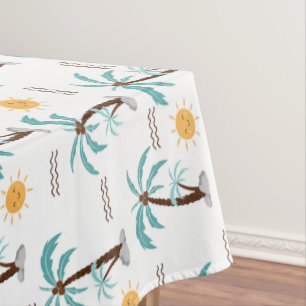 Nappe Palmier Tropical Soleil Sarcelle Turquoise