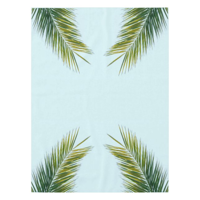 Nappe Palmier Vert Tropical sur Fond Bleu Clair (Devant)