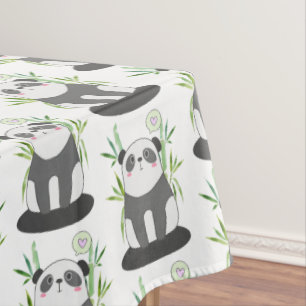 Nappe Panda noir et blanc mignon en Motif Bambou